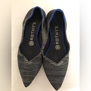 Rothy’s Womens Gray Granite Heather Slip On pointy Toe Ballet Flats Size 6.5